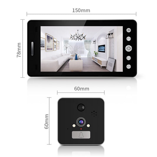 Anjielosmart New 5 Inch 1080P HD Wireless Peephole Security Doorbell Video Visual Intercom Night-Vision Pir Smart Wifi Doorbell