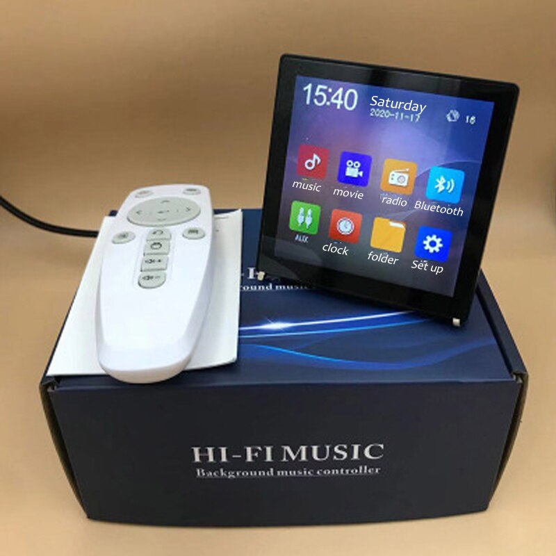 Anjielosmart Tuya WIFI 4 inch Background Music Control IPS Touch Screen to Play Audio in Home, Restaurant, Hotel and Bar