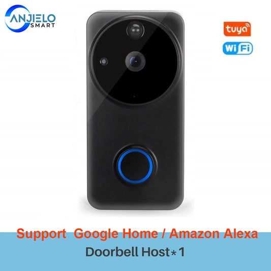 Anjielosmart Video Doorbell Tuya WiFi Smart Video Doorbell work with Google Home Voice Control Door Peephole Camera Intercom