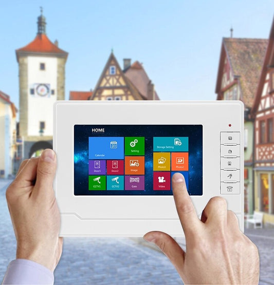 AnjieloSmart Doorbell 7" Tourch screen Wired Video Door Phone Intercom System Access Control Record waterproof night vision