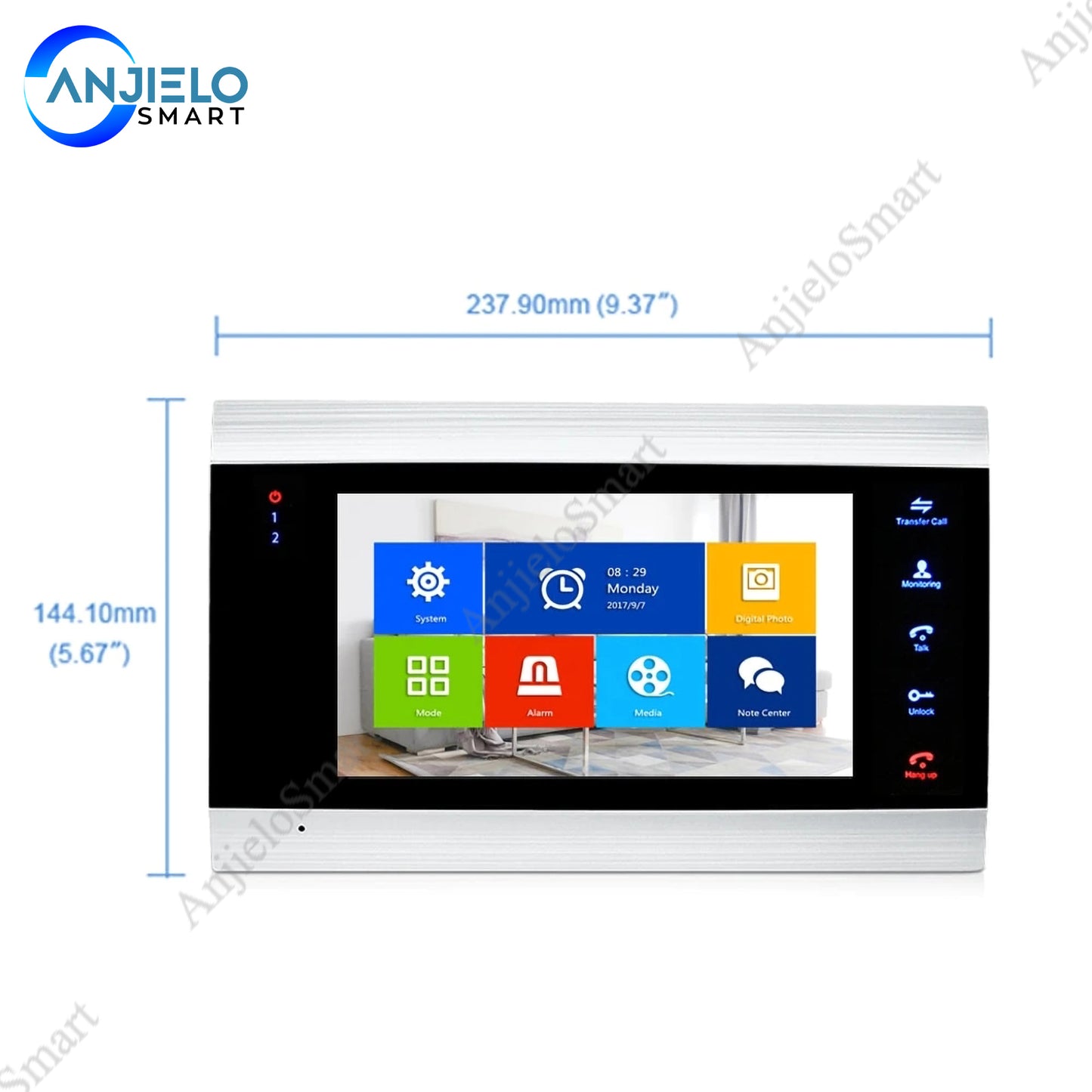 AnjieloSmart 1080P/AHD 7 inch Video Intercom Security System Voice message/Motion Detection (Monitor Only)