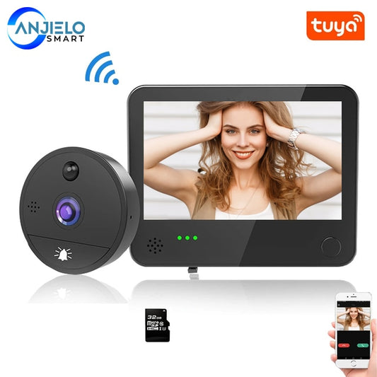 New 1080P Peephole Video Doorbell Camera Wifi Doorbell Viewer High Degree Motion Detection Tuya APP Remote Control for Home