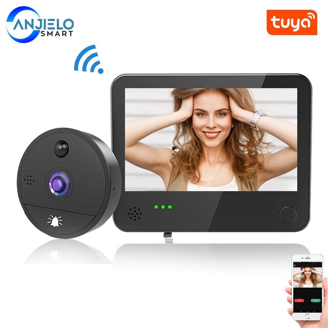 New 1080P Peephole Video Doorbell  Camera Wifi Door Bell Viewer High Degree Motion Detection Tuya APP Remote Control for Home