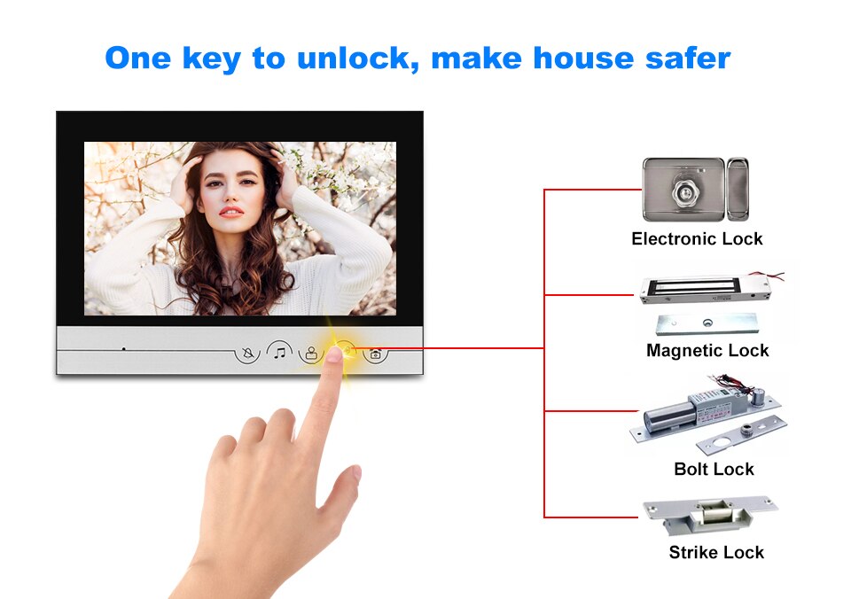 New 9 Inch Wired Home Video Door Phone System with Handsfree Dual-way Talk IR Night Vision Camera for Home Apartments Security