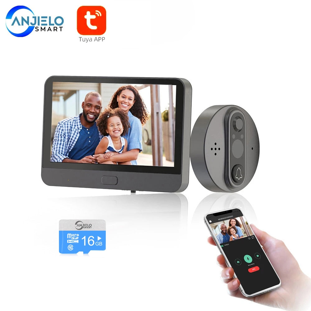 WiFi Video Intercom For Home Wireless Doorbell Video Peephole With Camera Tuya Smart Home Video-eye WiFi Intercoms For Apartment