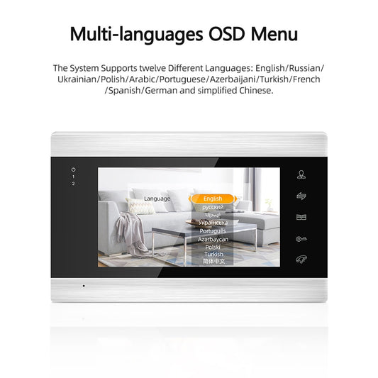 Smart Home Video Door Phone Intercom System 7 "Color Screen Monitor Wide Angle 1080P FHD Doorbell Tuya App Remote Control Unlock