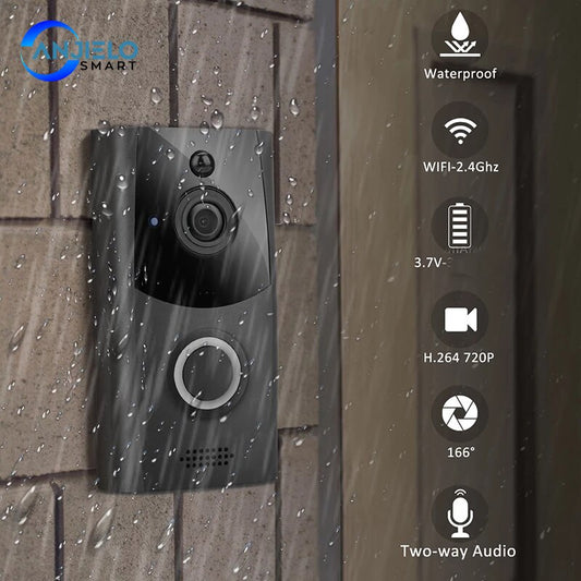 Wifi 720P Smart Home Wireless Video Doorbell with PIR Motion 2-Ways Audio Talk Night Vision Waterproof HD Security Camera