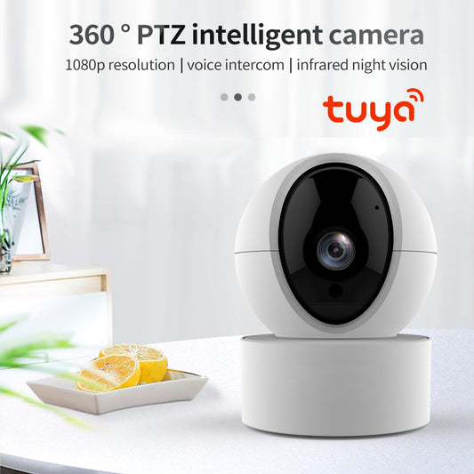 Tuya Smart 350° PTZ HD Camera 2MP Indoor color dome CCTV Camera with WiFi Home Security Alarm System Surveillance Cameras