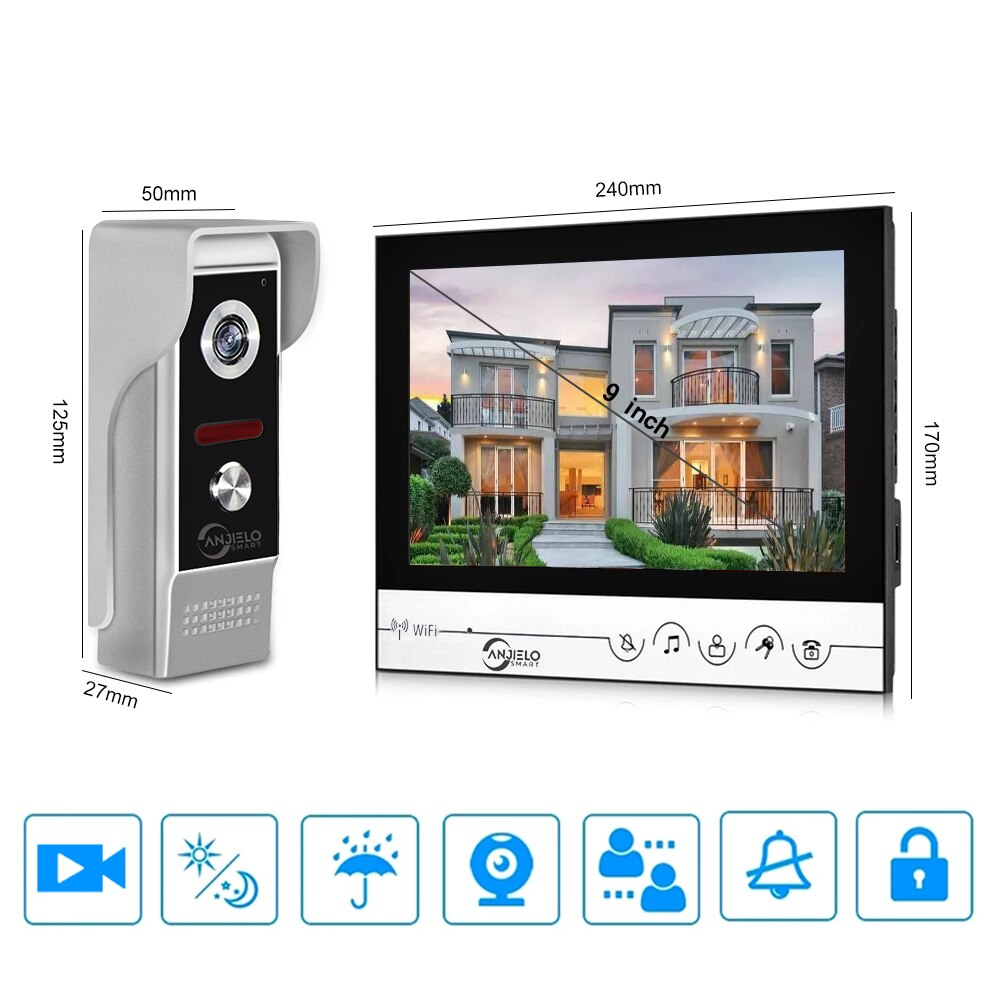 Tuya Video Intercom For The Apartment Door Peephole Infrared Camera Ring Doorbell 9 Inch Lcd Color Screen Ringtones To Choose