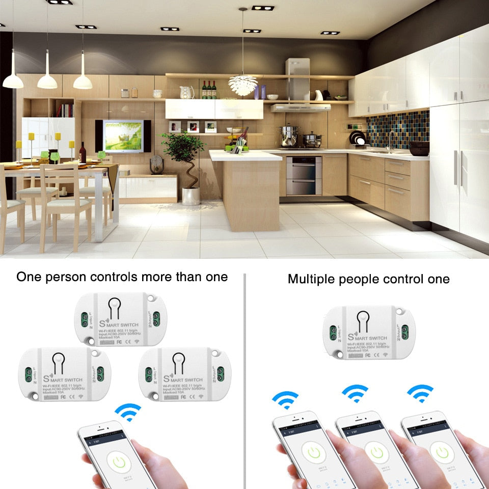 WiFi Mini Switch 10A Dimmer Wireless Remote Control by Tuya Smart APP Voice Control by Alexa Google Home IFTTT