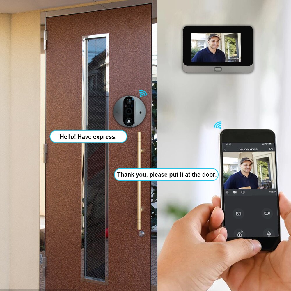 WiFi Video Intercom For Home Wireless Doorbell Video Peephole With Camera Tuya Smart Home Video-eye WiFi Intercoms For Apartment