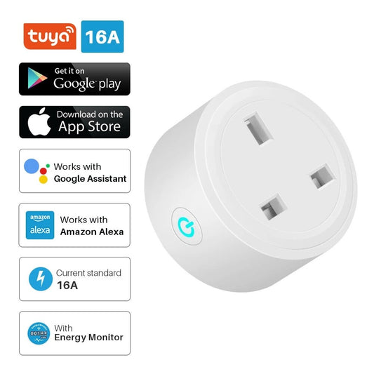 Wireless WiFi Smart Plug Socket 16A Power Monitor Timing Function Tuya Smart Life APP Control Works With Alexa Google Assistant