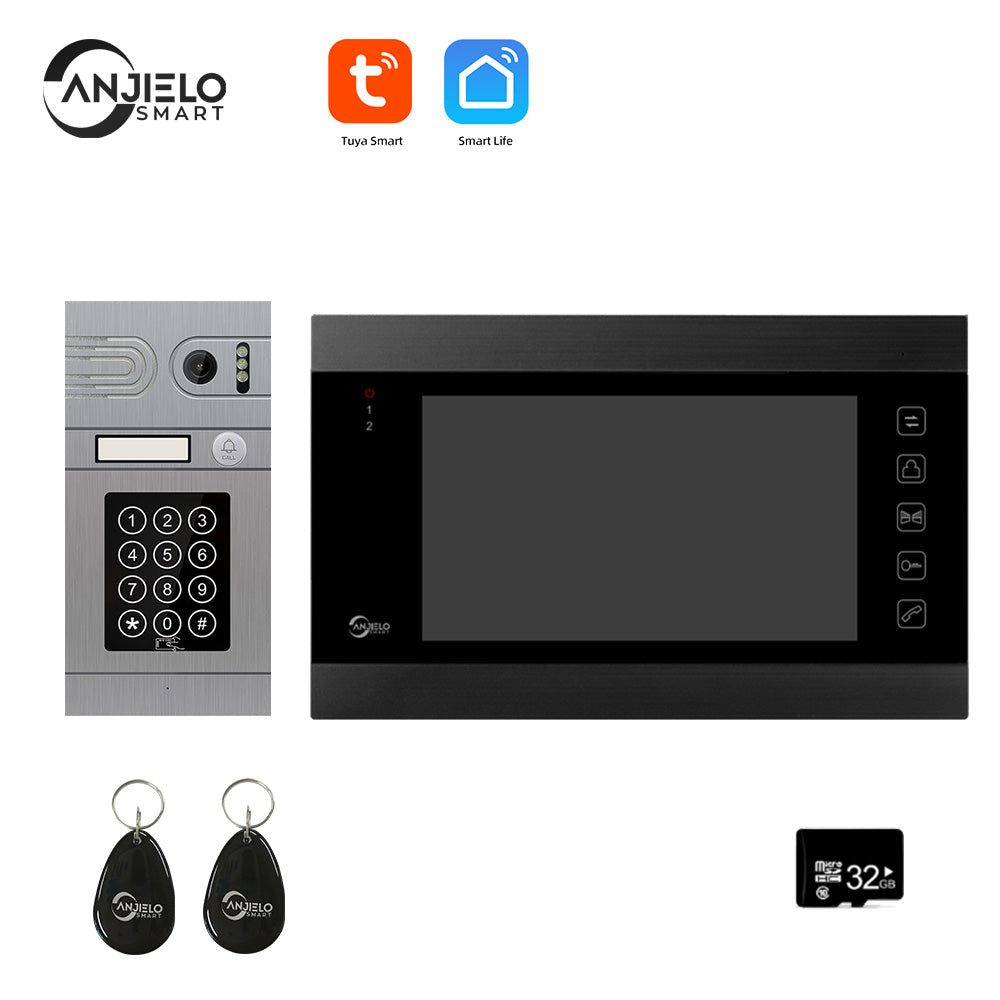 WIRED Video Intercom System 7 Inches Video Doorbell Door System Kits Support Unlock Monitoring for Villa Home Office Apartment