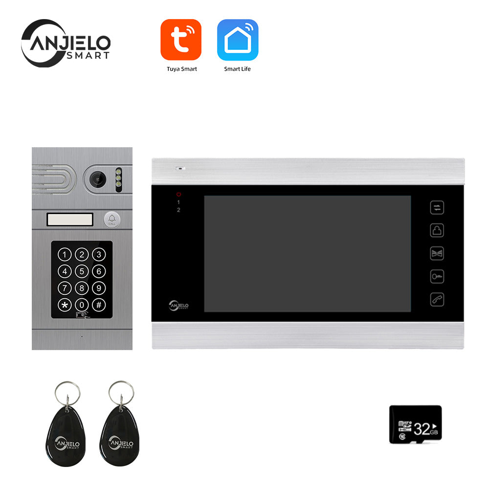 WIRED Video Intercom System 7 Inches Video Doorbell Door System Kits Support Unlock Monitoring for Villa Home Office Apartment