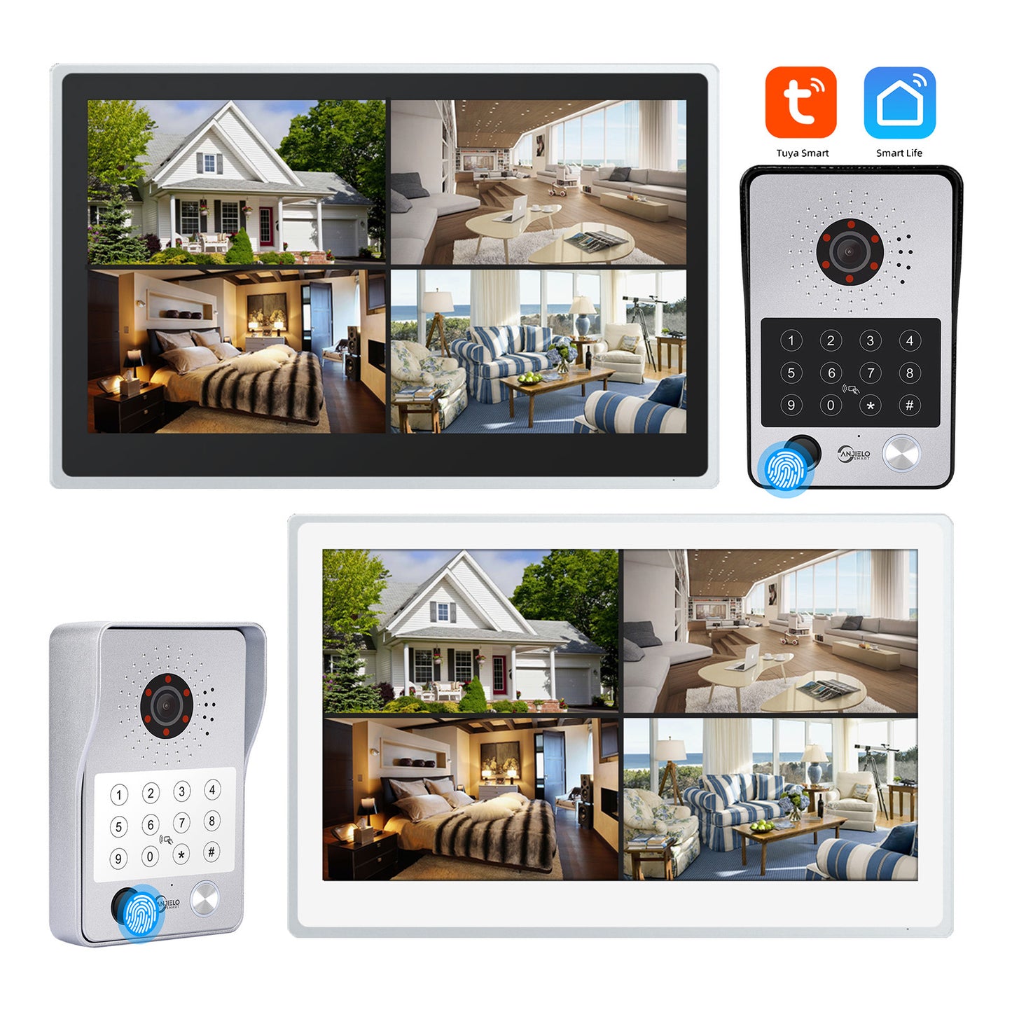 New 2024 Tuya iDVR 1080P Smart Home Doorbell Big 15.6 Inch Video Intercom Control System WiFi Video 4 Split Screen IP Doorbell