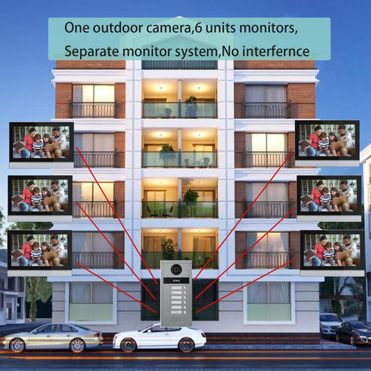 Anjielo Tuya 4 Wired Video Apartment Intercom System 7 Inch Monitor Support 6/12/18/24 Units 1080P Doorbell Intelligent Doorphone Kit with Motion Detection,Anti-tamper Alarm,3 in 1 Unlock for Flat House