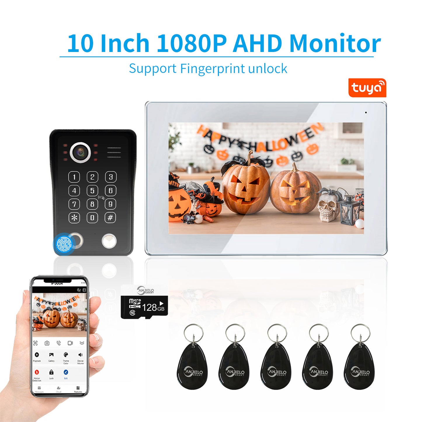 Touch screen  7/10 inch Video Doorbell with Fingerprint ,password unlock and RFID Card Access Control System Video Intercom System For Home