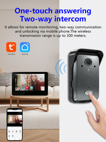 WiFi Halow 7-inch Tuya Wireless Video Intercom with Anti-Tamper Alarm and PIR Human Body Sensor for 24/7 Active Protection