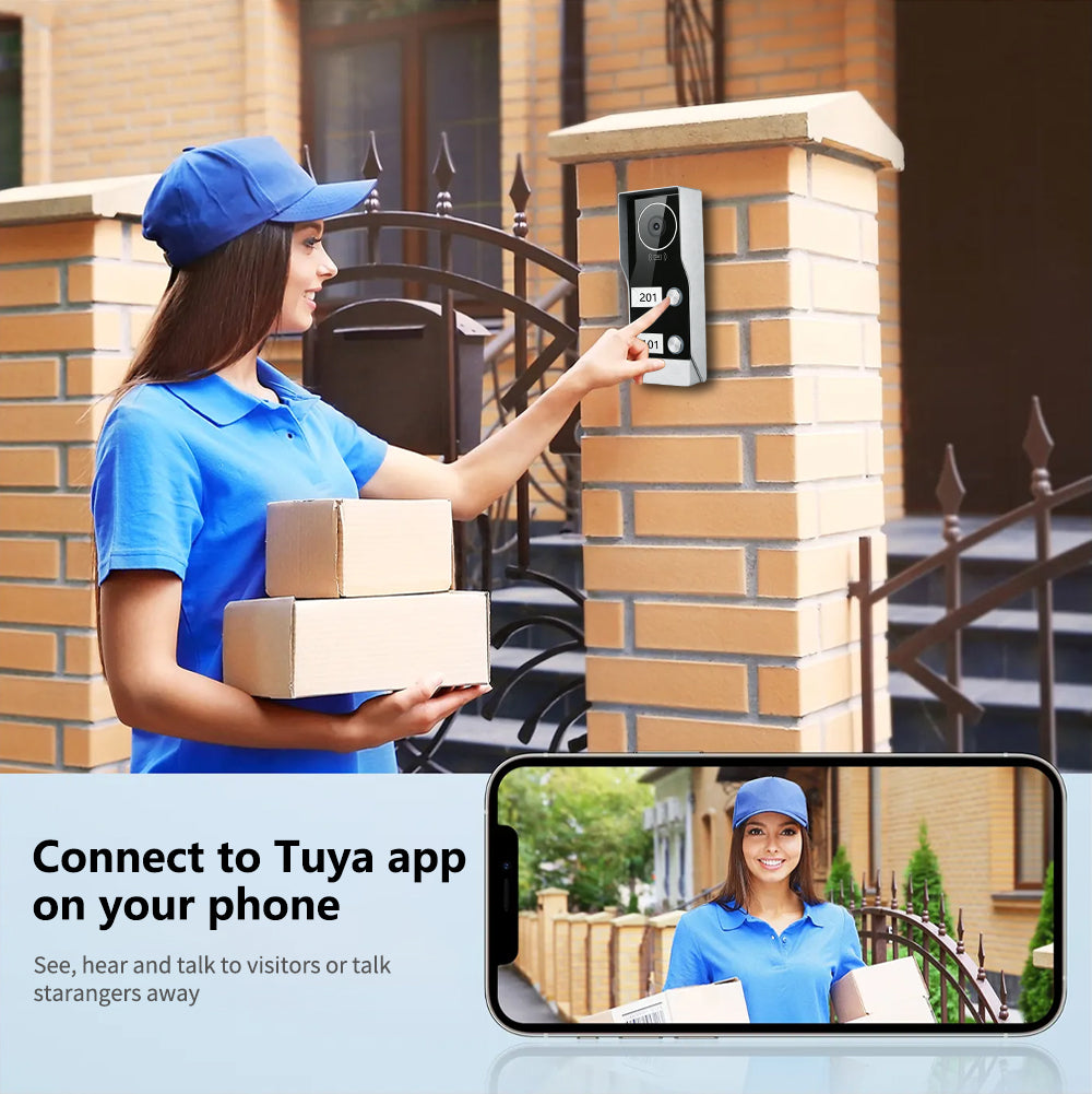 Anjielo 2 WIre Video Intercom Systems with 7/10 inch Video Monitor Video Doorbell VIdeo Doorphone Intercom for 1/2/3/4 Household