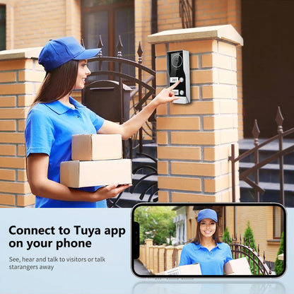 Anjielo 2 WIre Video Intercom Systems with 7/10 inch Video Monitor Video Doorbell VIdeo Doorphone Intercom for 1/2/3/4 Household
