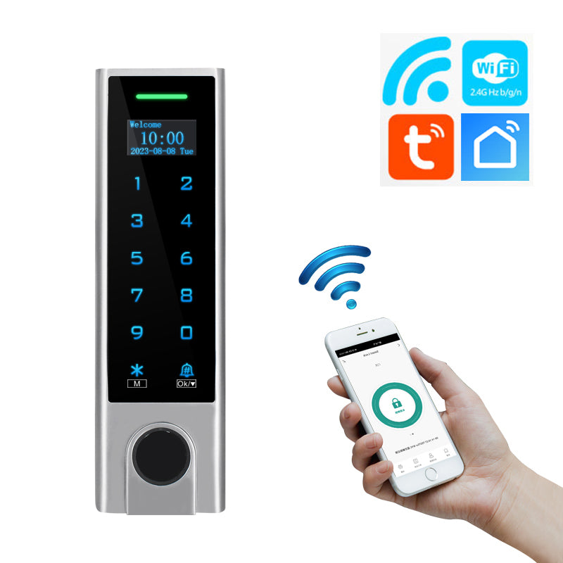 Tuya WiFi Access Control Keypad with Fingerprint, Mifare RFID Card & IP66 Metal Case – 10,000 Users Keyless Door Entry System