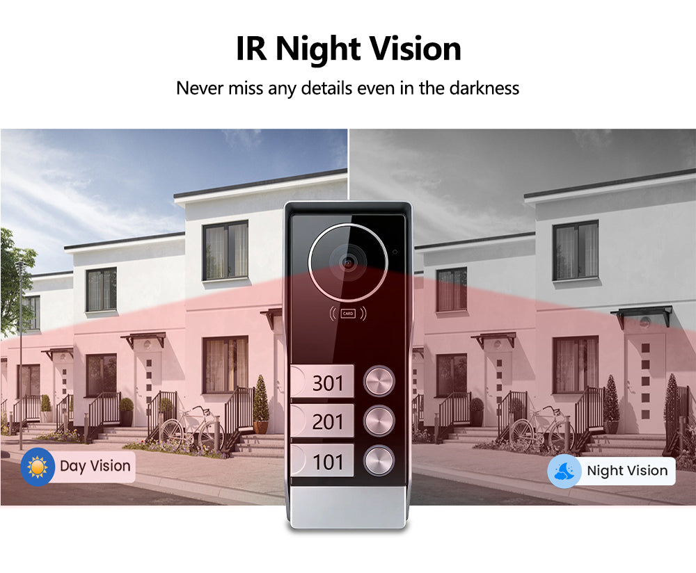 Anjielo 2 WIre Video Intercom Systems with 7/10 inch Video Monitor Video Doorbell VIdeo Doorphone Intercom for 1/2/3/4 Household
