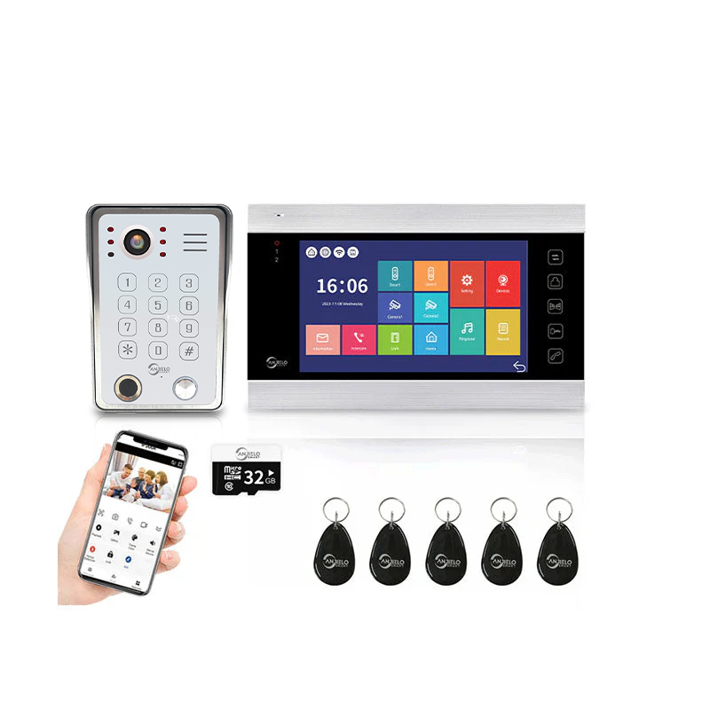Anjielo 4 Wire Video Intercom System Video Doorbel 7 inch Support Multi-language for Multi Apartment