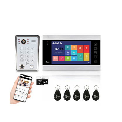 Anjielo 4 Wire Video Intercom System Video Doorbel 7 inch Support Multi-language for Multi Apartment