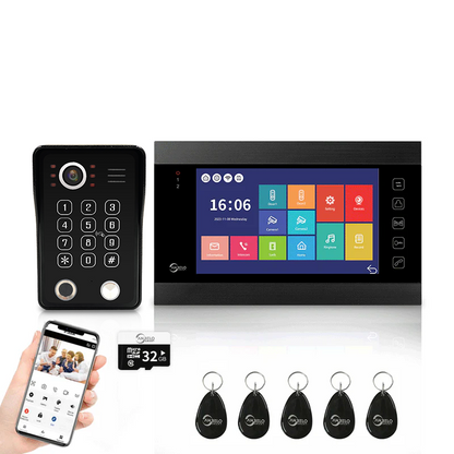 Anjielo 4 Wire Video Intercom System Video Doorbel 7 inch Support Multi-language for Multi Apartment