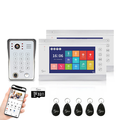 Anjielo 4 Wire Video Intercom System Video Doorbel 7 inch Support Multi-language for Multi Apartment