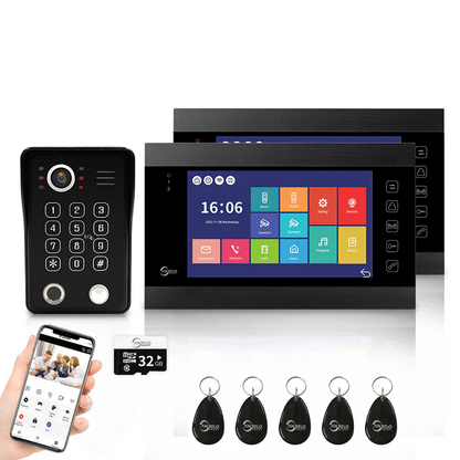 Anjielo 4 Wire Video Intercom System Video Doorbel 7 inch Support Multi-language for Multi Apartment