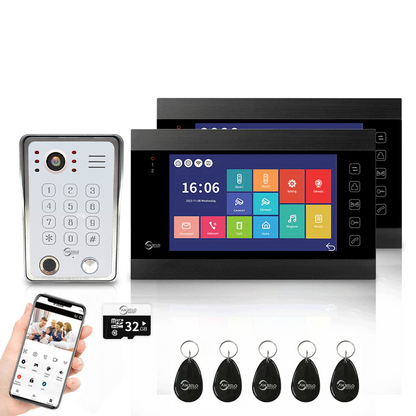 Anjielo 4 Wire Video Intercom System Video Doorbel 7 inch Support Multi-language for Multi Apartment