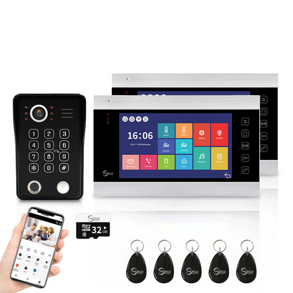 Anjielo 4 Wire Video Intercom System Video Doorbel 7 inch Support Multi-language for Multi Apartment