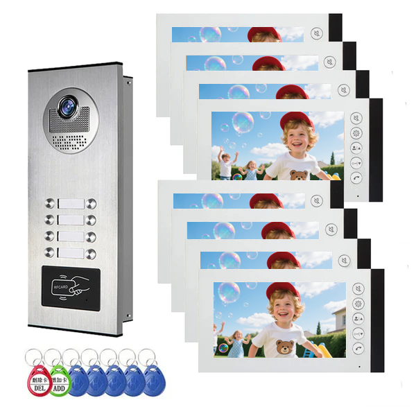 Anjielo 4 Wire Building Video Doorbell Intercom System with Motion Detection Support 2/3/4/6/8/10/12 Household