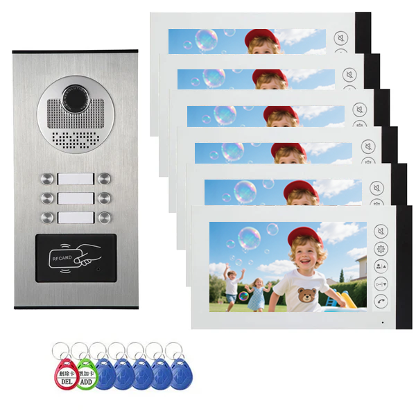 Anjielo 4 Wire Building Video Doorbell Intercom System with Motion Detection Support 2/3/4/6/8/10/12 Household