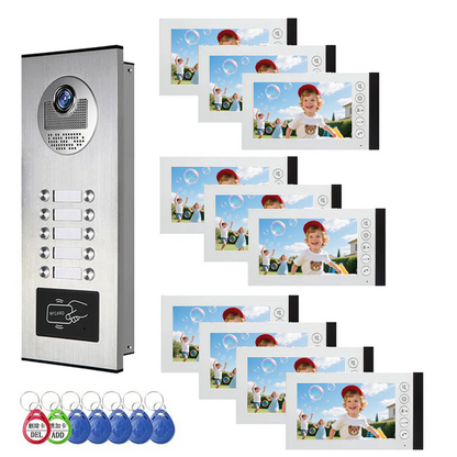 Anjielo 4 Wire Building Video Doorbell Intercom System with Motion Detection Support 2/3/4/6/8/10/12 Household