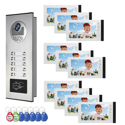 Anjielo 4 Wire Building Video Doorbell Intercom System with Motion Detection Support 2/3/4/6/8/10/12 Household