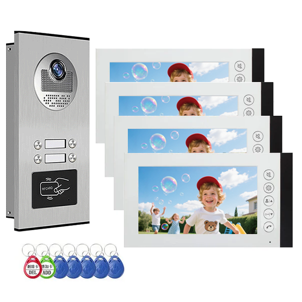 Anjielo 4 Wire Building Video Doorbell Intercom System with Motion Detection Support 2/3/4/6/8/10/12 Household