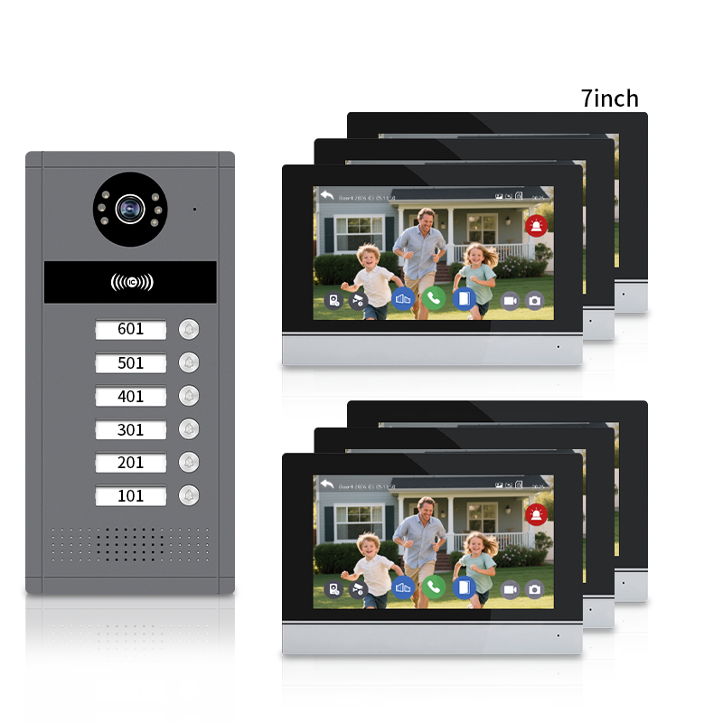 Anjielo Tuya 4 Wired Video Apartment Intercom System 7 Inch Monitor Support 6/12/18/24 Units 1080P Doorbell Intelligent Doorphone Kit with Motion Detection,Anti-tamper Alarm,3 in 1 Unlock for Flat House