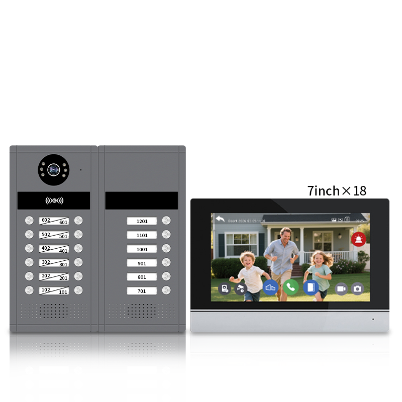 Anjielo Tuya 4 Wired Video Apartment Intercom System 7 Inch Monitor Support 6/12/18/24 Units 1080P Doorbell Intelligent Doorphone Kit with Motion Detection,Anti-tamper Alarm,3 in 1 Unlock for Flat House