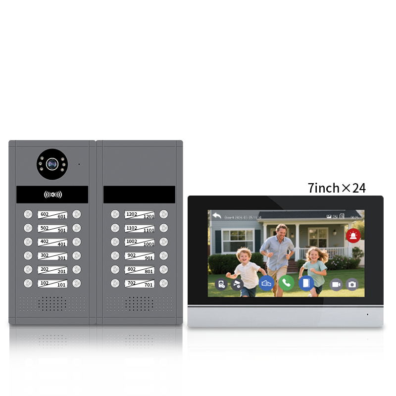 Anjielo Tuya 4 Wired Video Apartment Intercom System 7 Inch Monitor Support 6/12/18/24 Units 1080P Doorbell Intelligent Doorphone Kit with Motion Detection,Anti-tamper Alarm,3 in 1 Unlock for Flat House
