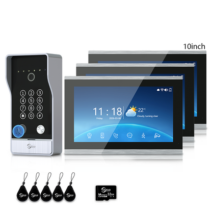 Anjielo Smart Video Doorbell Intercom System with 5-in-1 Unlocking – Fingerprint, Password, RFID Card, Touchscreen & Tuya App Unlock for Apartment or Villa|