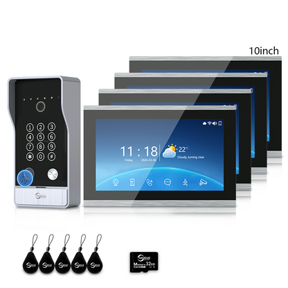 Anjielo Smart Video Doorbell Intercom System with 5-in-1 Unlocking – Fingerprint, Password, RFID Card, Touchscreen & Tuya App Unlock for Apartment or Villa|