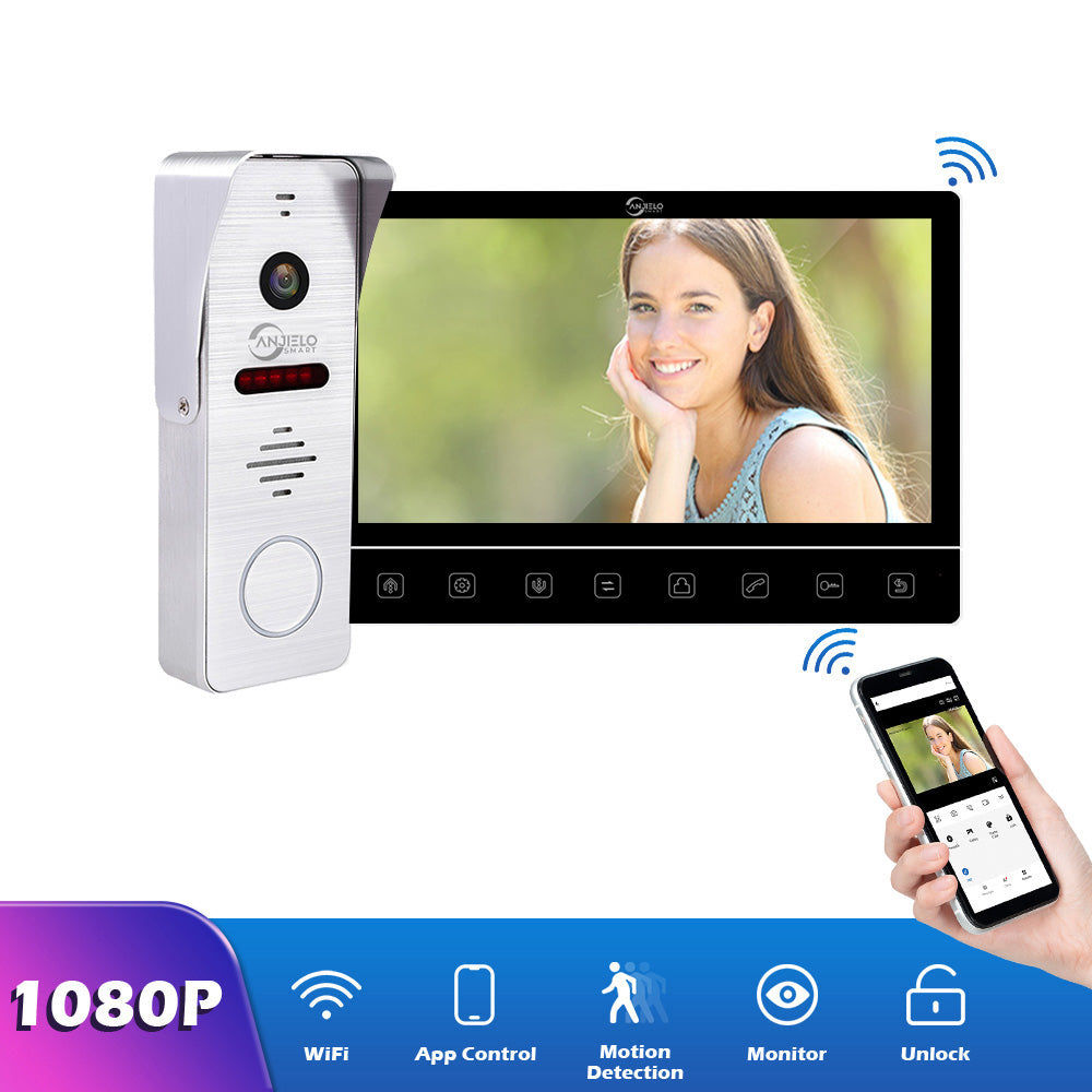Anjielosmart 10 pouces moniteur tactile avec Vision nocturne détection de mouvement sonnette caméra vidéo interphone pour la maison