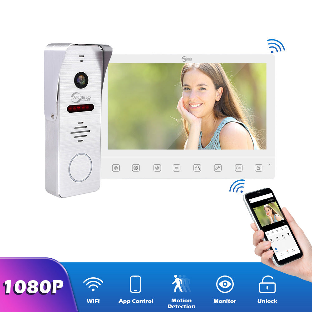 Anjielosmart 10 pouces moniteur tactile avec Vision nocturne détection de mouvement sonnette caméra vidéo interphone pour la maison