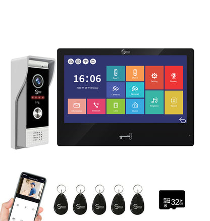 ANJIELO Smart Wired Video Doorbell Apartment Intercom System, WiFi 10.1 Inch Touch Monitor, HD Camera with Motion Detection and Can Change Detection Area