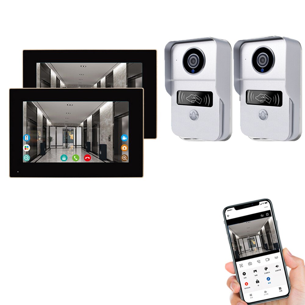 ANJIELOSMART 1080P Vidéo Interphone Porte CaméraTUYA Système de sonnette vidéo Wifi sans fil, Kits d'interphone vidéo pour Maison Villa Appartement 