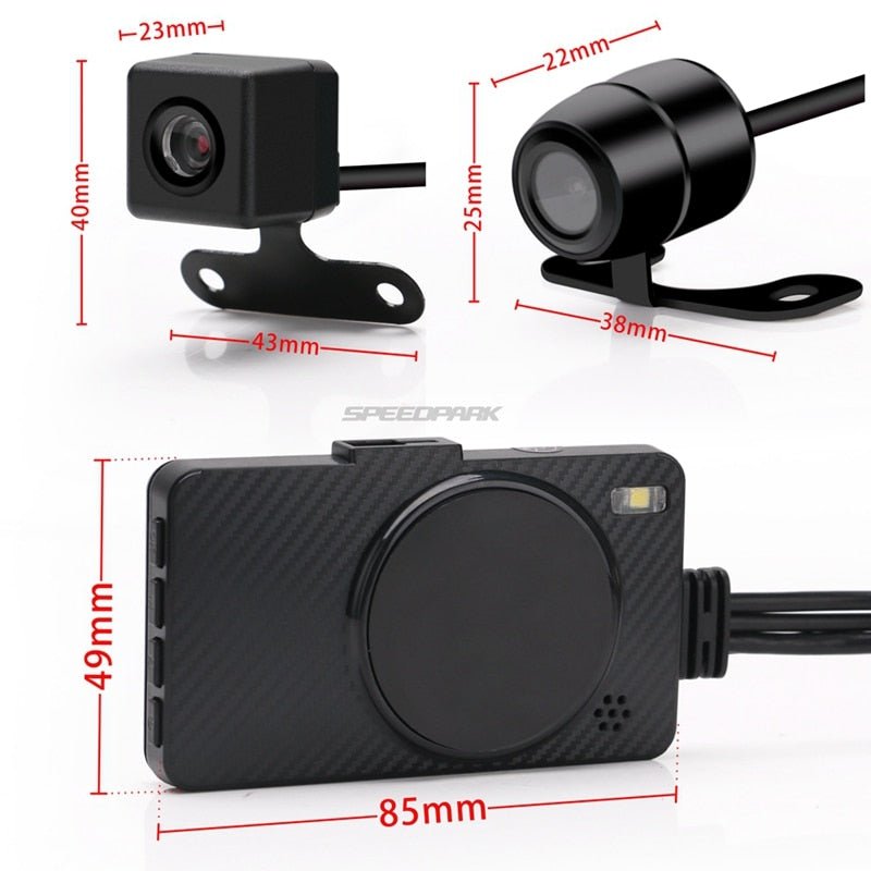 Telecamera Per Moto DVR Doppia Lente | Impermeabile IP68 | Schermo LCD 3'' | 1080P/480P - Foto 10