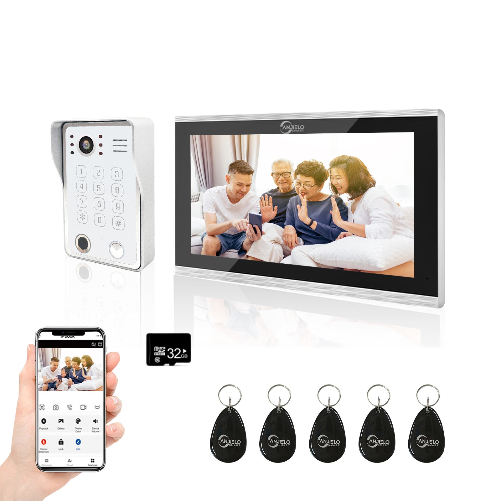 1080P Tuya Smart WiF Video Door phone Doorbell Camera with RFID Card unlcok Fingerprint and Passcode unlock for the Apartment Intercom System for Home Villa - Zhongshan Anjielo Smart Technology Co., Ltd