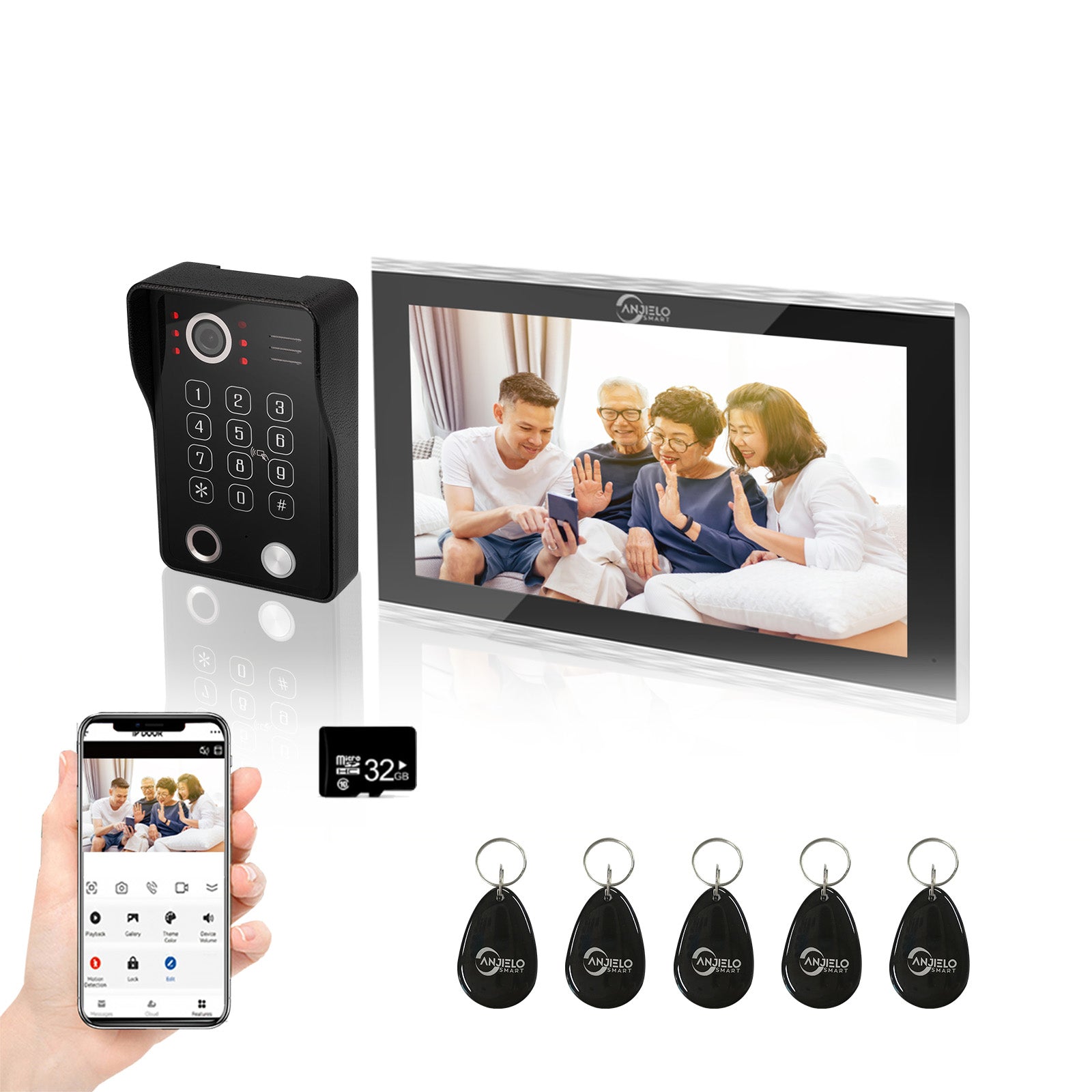 1080P Tuya Smart WiF Video Door phone Doorbell Camera with RFID Card unlcok Fingerprint and Passcode unlock for the Apartment Intercom System for Home Villa - Zhongshan Anjielo Smart Technology Co., Ltd